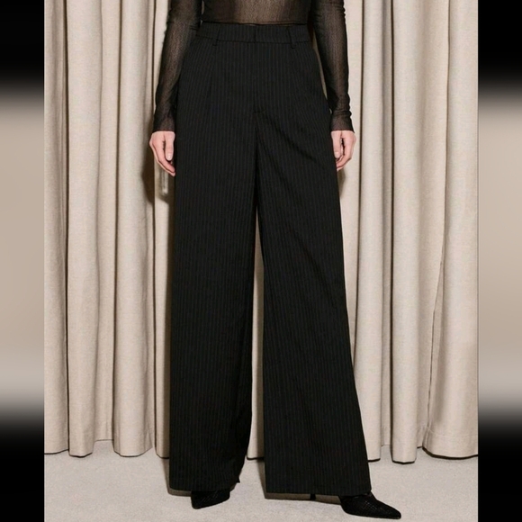 High Waisted Pinstripe Tailored Trousers - Picture 1 of 4